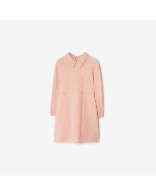 Burberry Pink Check Wool Blend Dress