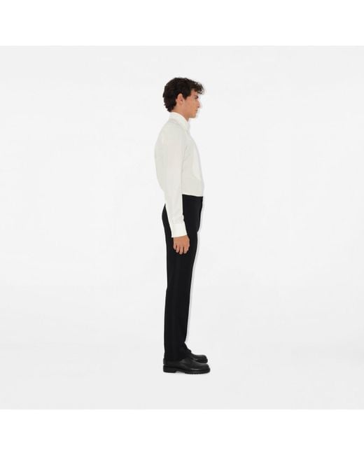 Burberry White Slim Fit Cotton Silk Tuxedo Shirt for men