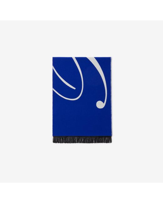Burberry Blue Logo Wool Silk Scarf