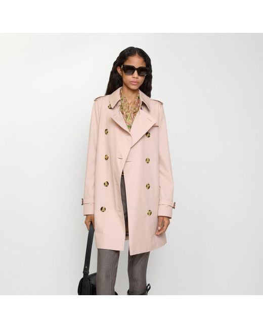 Burberry Pink Short Tropical Gabardine Kensington Trench Coat
