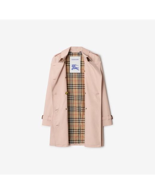 Burberry Pink Short Tropical Gabardine Kensington Trench Coat
