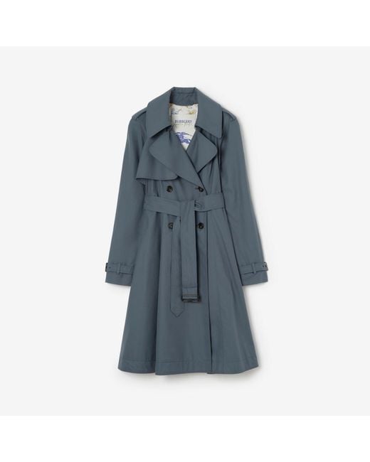 Burberry Blue Long Tropical Gabardine Pembury Trench Coat