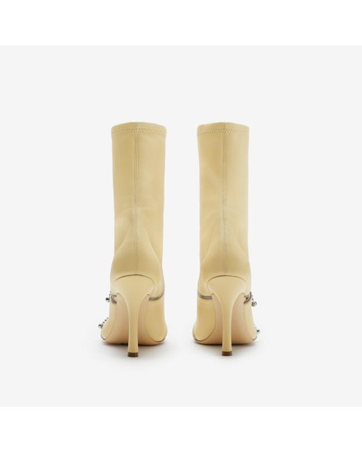 Burberry White Leather Peep Boots