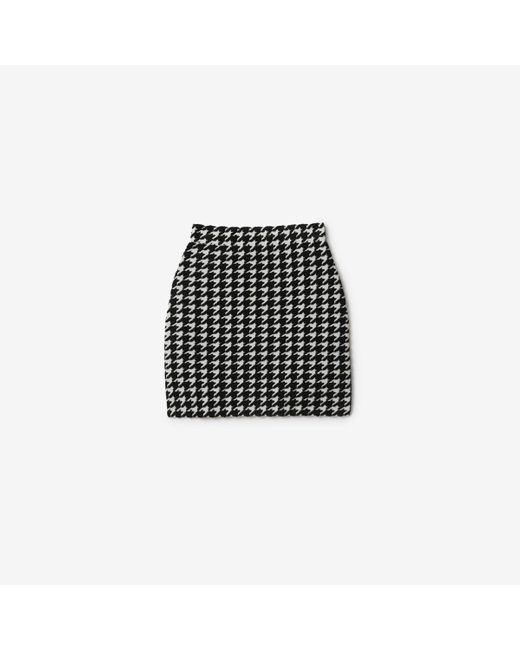 Burberry Black Houndstooth Nylon Blend Mini Skirt
