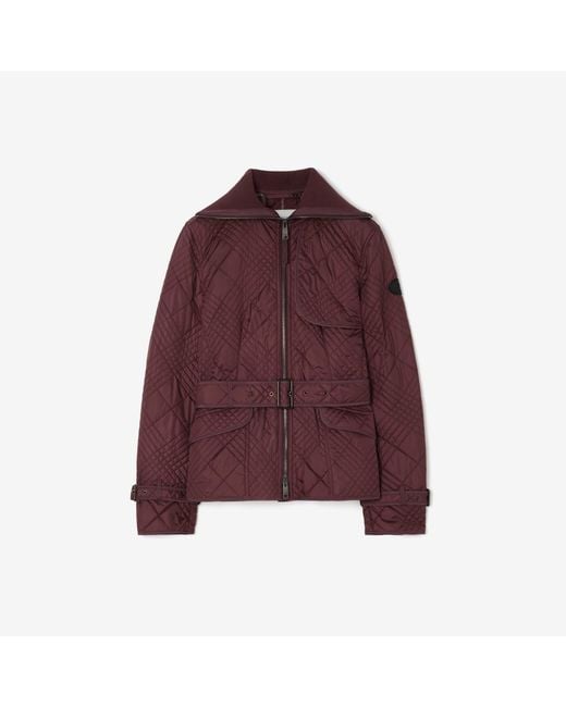 Burberry Purple Micro Check-Stitch Nylon Abbeydale Jacket