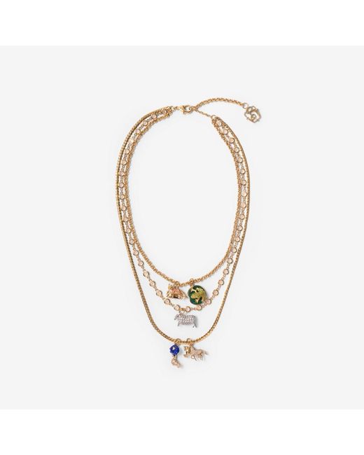 Burberry Metallic Charm Triple Layer Necklace