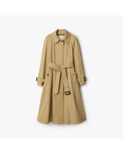 Burberry Natural Long Gabardine Ellingham Fit-And-Flare Car Coat