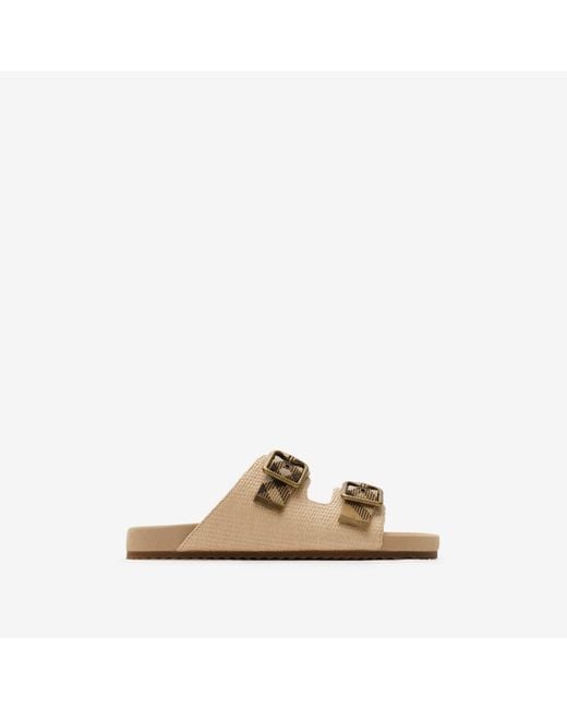 Burberry Natural Raffia-Effect Urchin Sandals