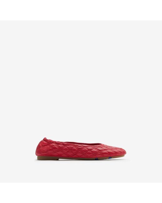 Burberry Red Leather Sadler Ballerinas