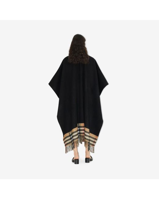 Burberry Black Reversible Check Wool Cashmere Cape