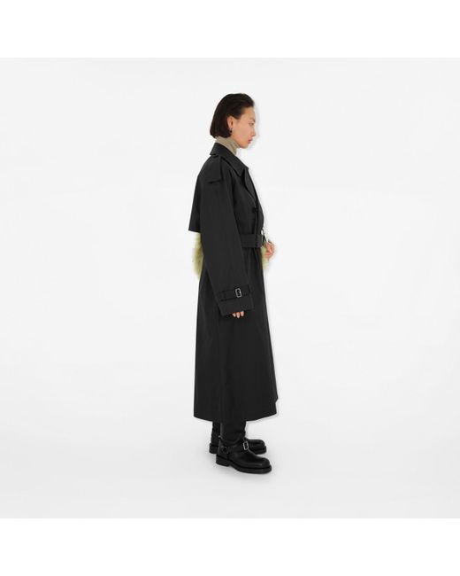 Burberry Black Long Gabardine Trench Coat