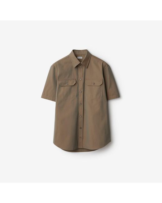 Burberry Brown Cotton Shirt for men