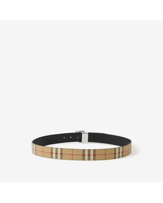 Burberry Multicolor Check And Leather Reversible Tb Belt for men