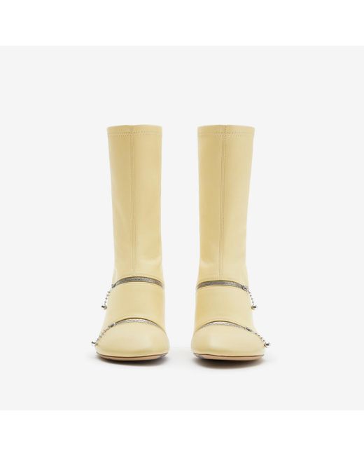 Burberry White Leather Peep Boots