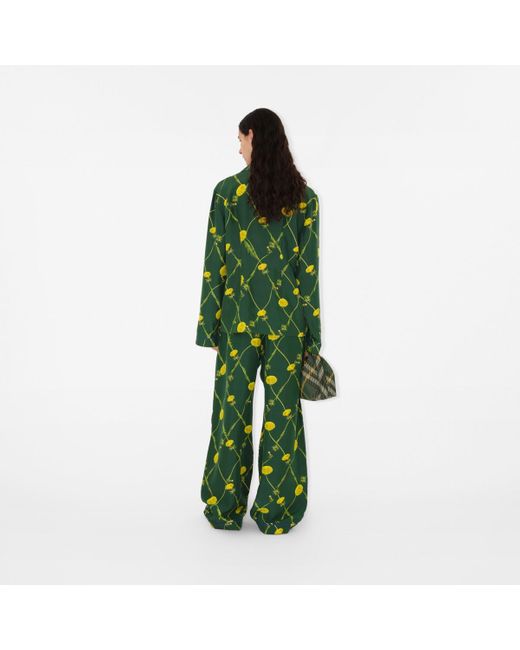 Burberry Green Dandelion Silk Pyjama Shirt