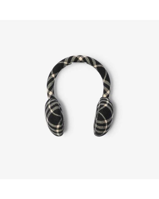 Burberry Black Check Wool Cashmere Earmuffs