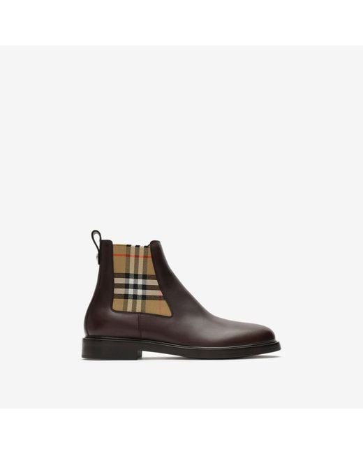 Burberry Brown Leather Pembroke Boots for men