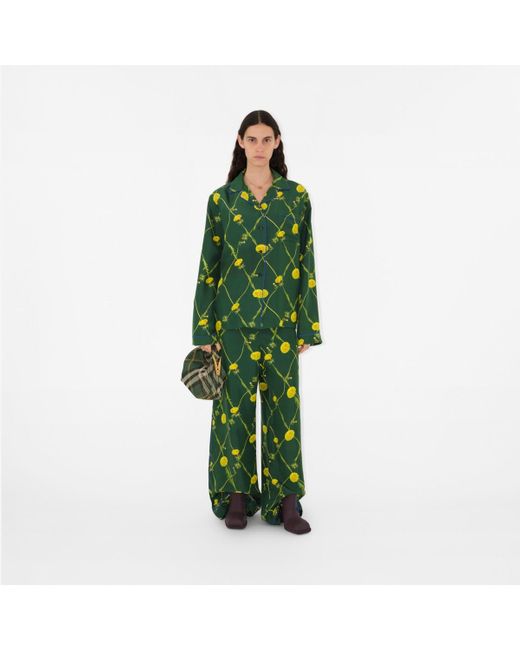 Burberry Green Dandelion Silk Pyjama Shirt