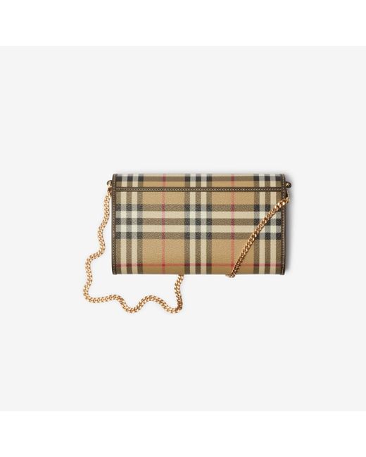 Burberry Natural Check Chain Strap Wallet
