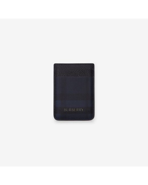 Burberry Black City Check Magnetic Card Case for men
