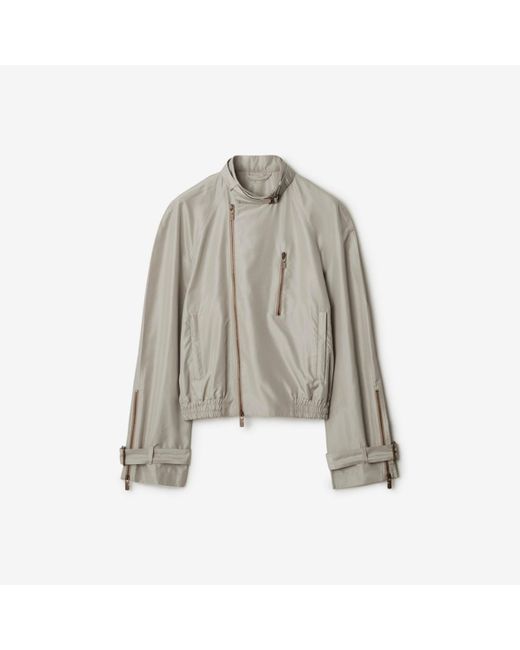 Burberry Gray Silk Harrington Jacket for men