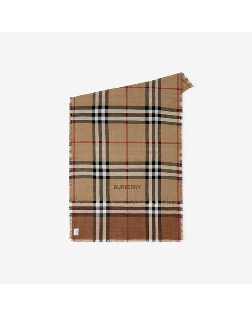 Burberry Metallic Reversible Check Wool Silk Scarf