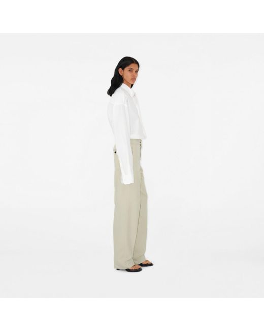 Burberry Natural Cotton Blend Trousers