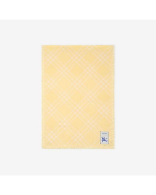 Burberry Yellow Wide Check Wool Silk Scarf