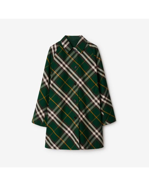 Burberry Green Mid-length Reversible Check Gabardine Car Coat for men