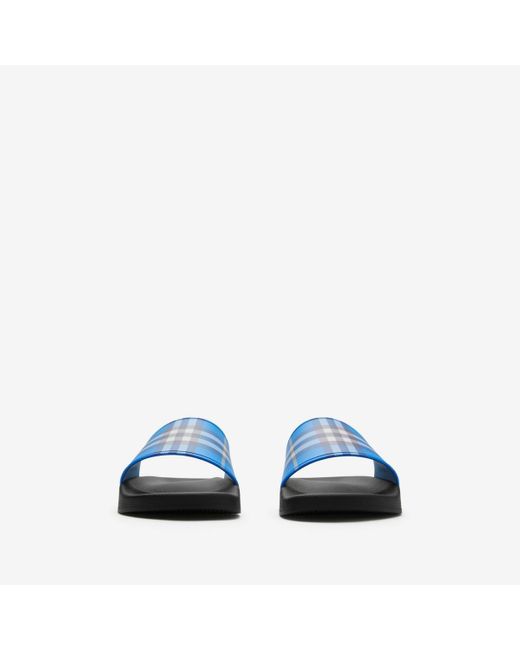 Burberry Blue Check Slides for men