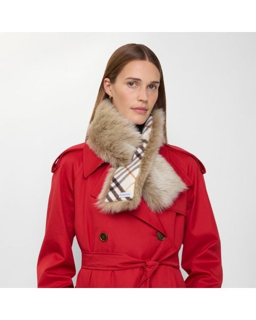 Burberry Natural Reversible Shearling Scarf