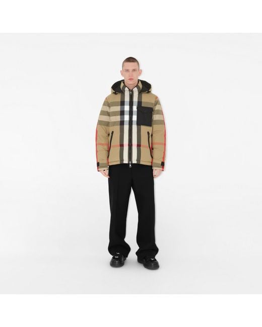 Doudoune à capuche réversible en nylon Check Burberry pour homme en coloris Natural