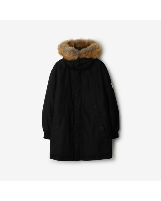 Burberry Black Faux Fur Trim Nylon Parka for men