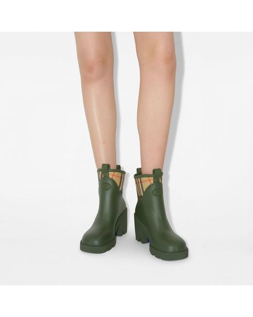 Burberry Green Rubber Marsh Stamp Heeled Low Boots​