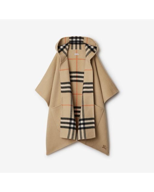 Burberry Natural Reversible Check Cashmere Cape