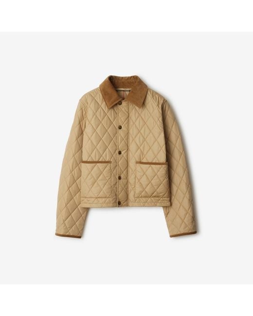 Burberry Natural Cropped Quilted Nylon Jacket