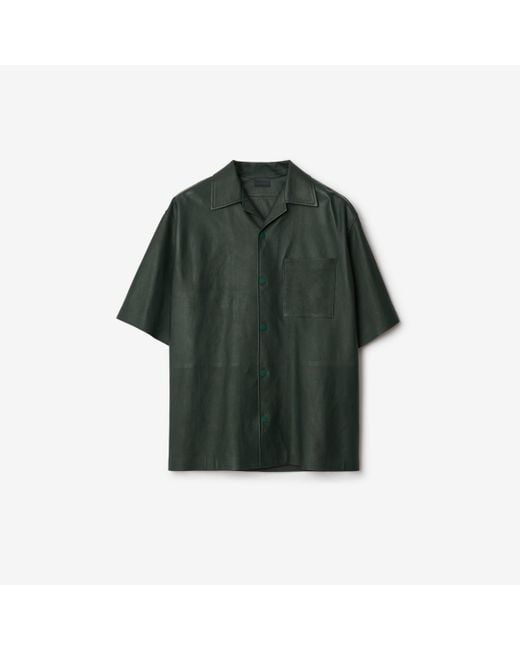Burberry Green Leather Shirt for men
