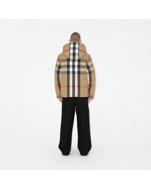 Doudoune à capuche réversible en nylon Check Burberry pour homme en coloris Natural