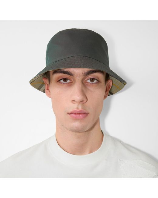 Burberry Reversible Check Bucket Hat in Green for Men | Lyst