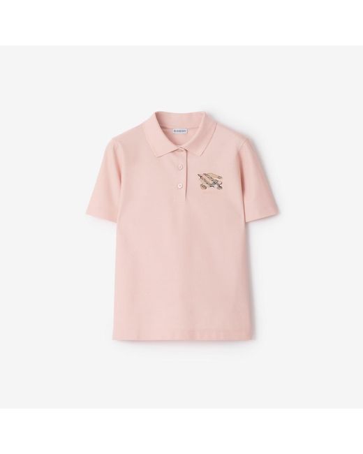 Burberry Pink Knight Check Cotton Polo Shirt