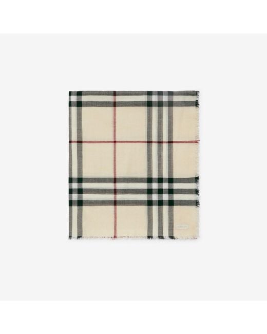 Burberry Natural Wide Check Wool Scarf