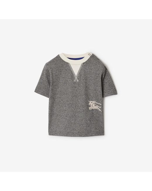 Burberry Gray Two-tone Cotton T-shirt for men