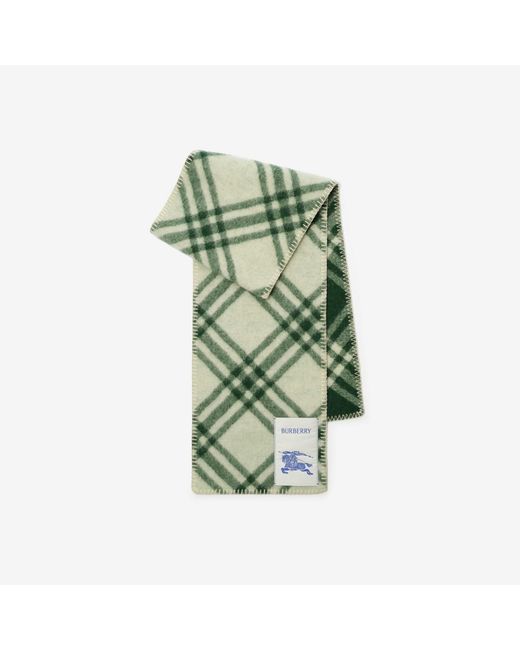 Burberry Green Check Wool Scarf