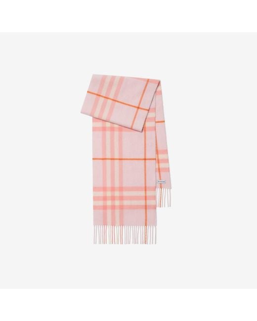 Burberry Pink Check Cashmere Scarf