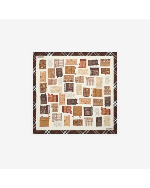 Burberry Natural Storefront Print Silk Scarf