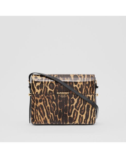 Burberry Large Leopard Print Leather Grace Bag