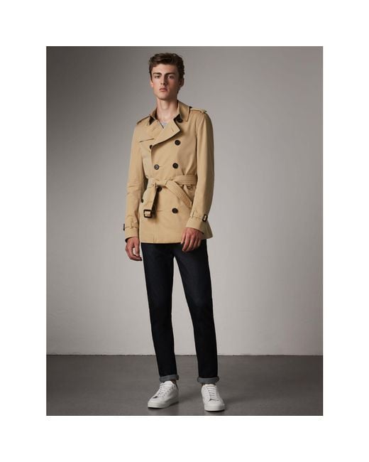 Burberry The Chelsea – Short Heritage Trench Coat Honey in Blue for Men |  Lyst