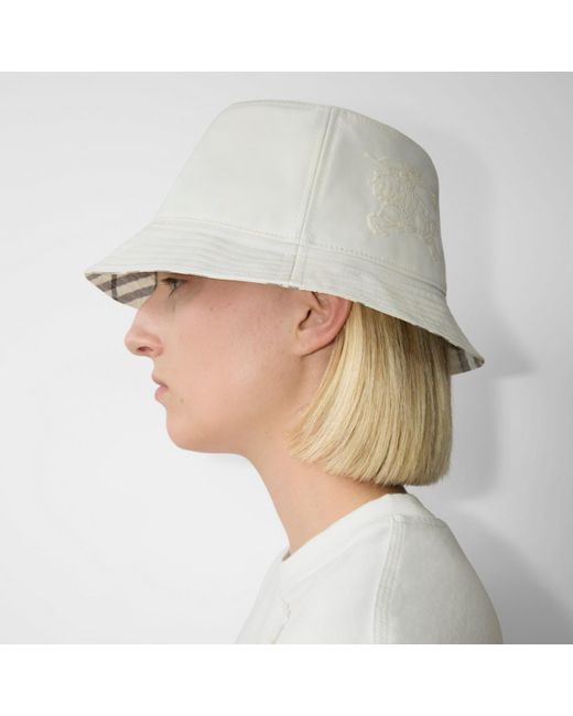 Burberry White Cotton Blend Bucket Hat for men