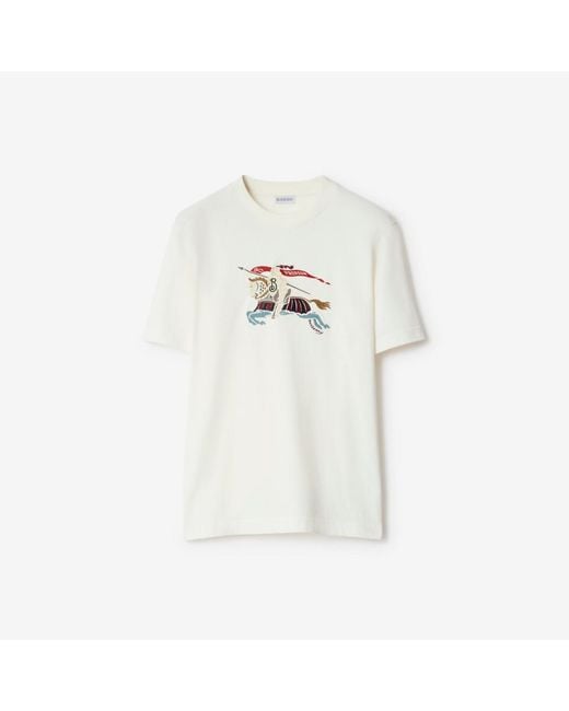 Burberry White Knight Cotton T-Shirt for men