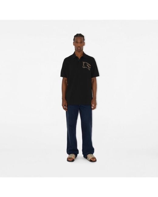 Burberry Black Check Ekd Polo Shirt for men